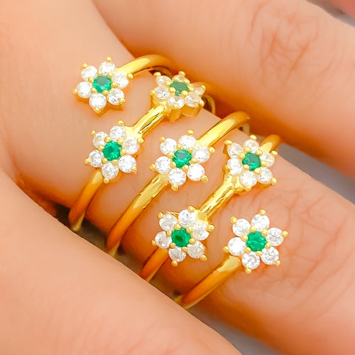22k-gold-Grand Shiny Seven Flower CZ Spiral Ring