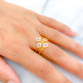 22k-gold-Fancy Four Flower Spiral Ring