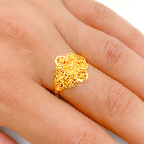 Stunning Floral Yellow Gold Ring