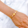 Modern Lined Two-Tone 22k Gold Bangle Bracelet