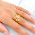 22k-gold-Dressy Six Flower CZ Spiral Ring