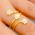 22k-gold-Palatial Three Flower CZ Spiral Ring