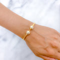 Chic White + Yellow Accented 22k Gold Bangle Bracelet