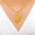 Floral Asymmetrical 22k Gold Pendant Set