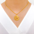 Stunning Floral Wreath 22k Gold Pendant Set