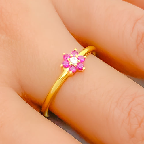 22k-gold-Lightweight Fuchsia CZ Spiral Ring