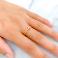 22k-gold-Lightweight Fuchsia CZ Spiral Ring