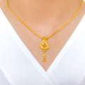 Refined Flower Accented Gold 22k Gold Set