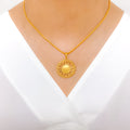 Floral Dome 22k Gold Pendant Set