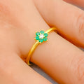 22k-gold-Dainty Green Floral CZ Ring