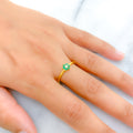 22k-gold-Dainty Green Floral CZ Ring
