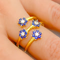 22k-gold-Elegant Four Flower CZ Spiral Ring