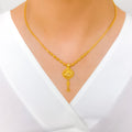 Shiny Symmetrical Drop Necklace 22k Gold  Set