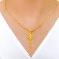 Shiny Symmetrical Drop Necklace 22k Gold  Set