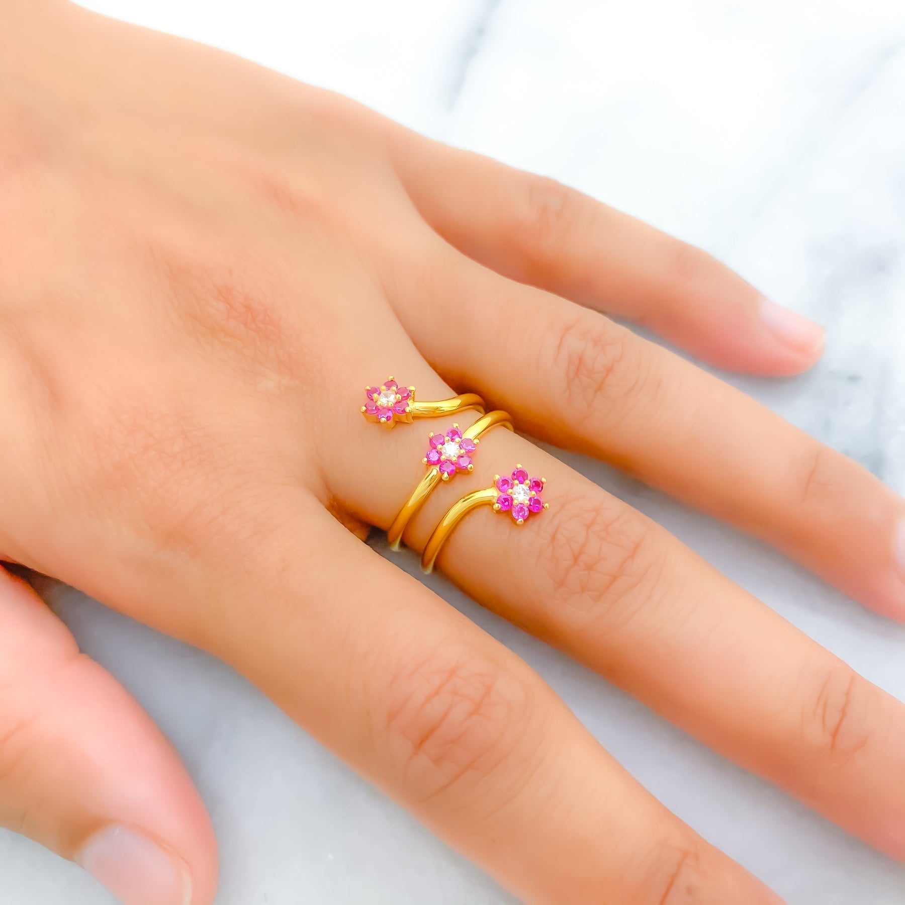 Contemporary Curved Fuchsia 22k Gold Ring – Andaaz Jewelers