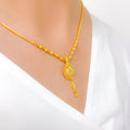 Shiny Symmetrical Drop Necklace 22k Gold  Set