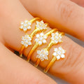 22k-gold-Royal Posh Multi Flower CZ Spiral Ring