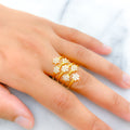 22k-gold-Royal Posh Multi Flower CZ Spiral Ring