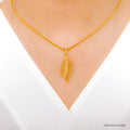 Dainty Leaf 22k Gold Pendant Set