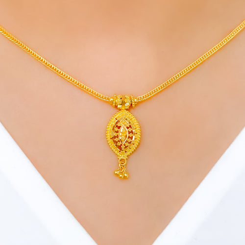 Tasteful Marquise Drop Necklace 22k Gold Set