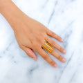 22k-gold-Vibrant Elongated Seven Layered Spiral Ring