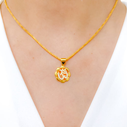 Floral Cz Om Pendant