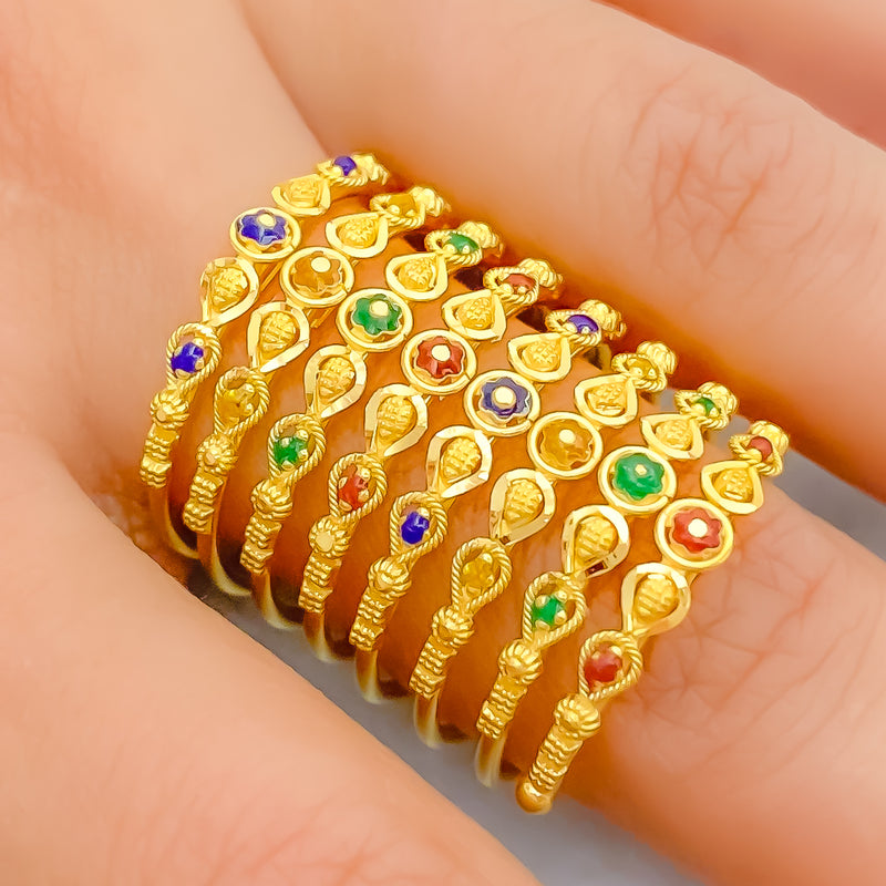 22k-gold-Vibrant Elongated Seven Layered Spiral Ring