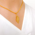 Dainty Leaf 22k Gold Pendant Set