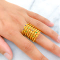 22k-gold-Vibrant Elongated Seven Layered Spiral Ring