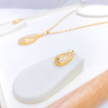 Basketweave Paisley 22k Gold Pendant Set