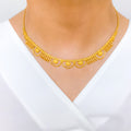 Delicate Flower Accented Necklace 22k Gold Set