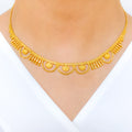 Delicate Flower Accented Necklace 22k Gold Set