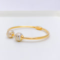 Chic White + Yellow Accented 22k Gold Bangle Bracelet