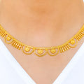 Delicate Flower Accented Necklace 22k Gold Set