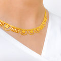 Delicate Flower Accented Necklace 22k Gold Set