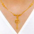 Hanging Floral 22k Gold Circle Set