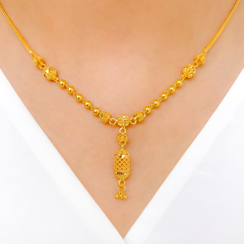 Ornate Beaded 22k Gold Drop Set