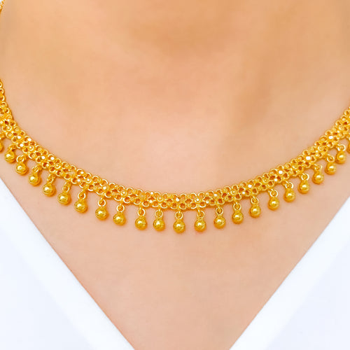 Dainty Flexible Choker with 22k Gold Jhumki