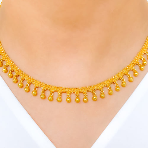 Delightful Beaded Choker 22k Gold Set