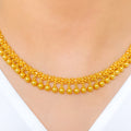 Fashionable Symmetrical Bead 22k Gold Necklace
