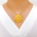 Ornate Flower 22k Gold Pendant Set