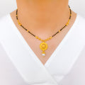 Vintage Round Black Bead Necklace 22k Gold 