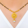 Vintage Round Black Bead Necklace 22k Gold 