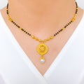 Vintage Round Black Bead Necklace 22k Gold 