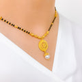 Vintage Round Black Bead Necklace 22k Gold 