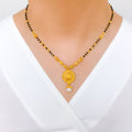 Traditional Dome Black Bead 22k Gold Necklace