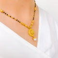 Traditional Dome Black Bead 22k Gold Necklace