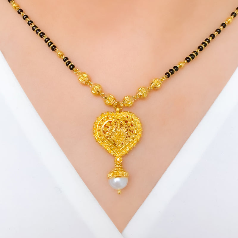 Heart-Shaped Ornate 22k Gold Mangalsutra