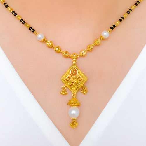 Dainty Delicate Pearl 22k Gold Mangalsutra