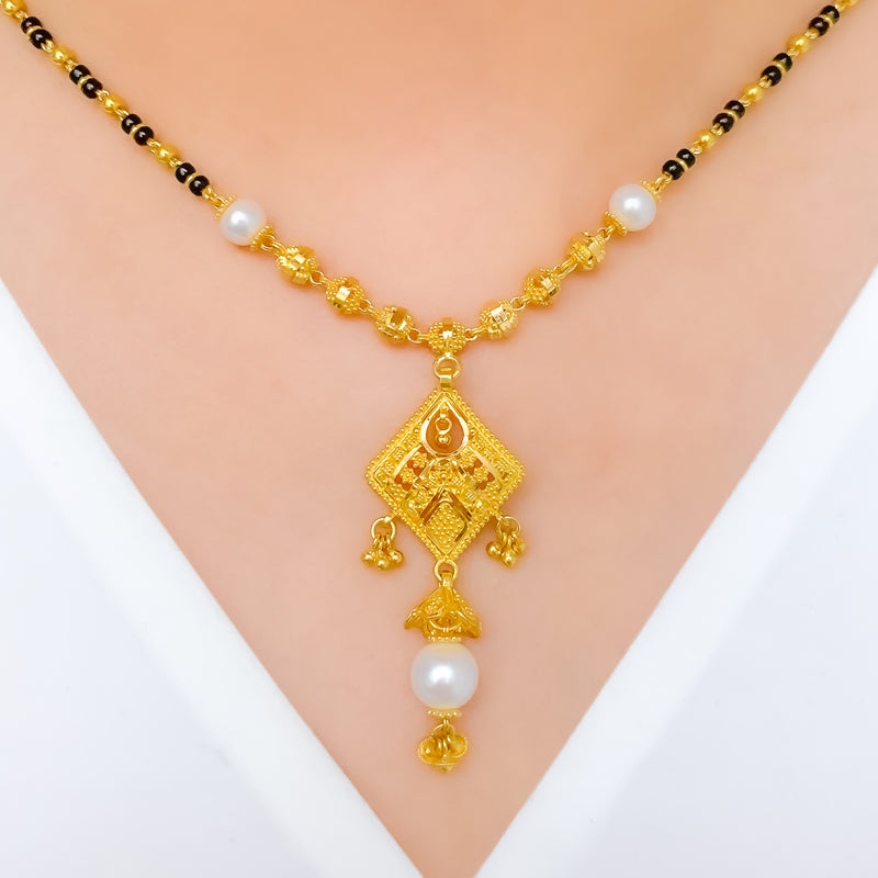 Dainty Delicate Pearl 22k Gold Mangalsutra